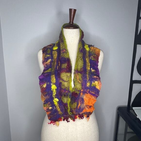Fiber Artist Ruby Rice Women's Scarf Abstract Art To Wear Multicolored Artisan - Picture 4 of 9
